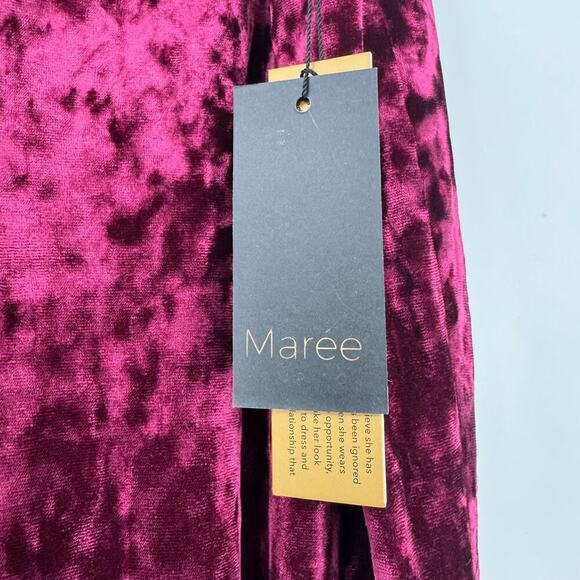 Maree Velvet Wide Leg Pant Belted Waist Burgundy Size 16 NWT - Picture 12 of 12